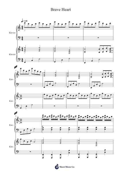 Brave Heart Sheet Music by Misc Cartoons-Arr.Blyder