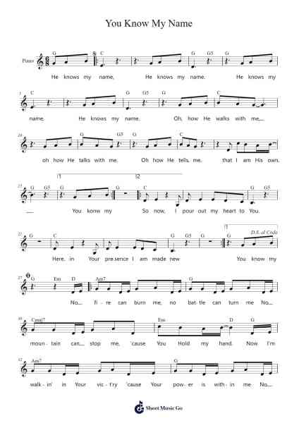 You Know My Name Sheet Music by Tasha Cobbs-Arr.Francespkins Vicpham