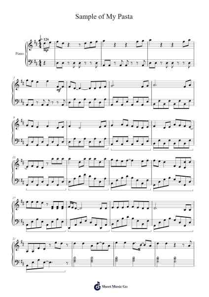 Sample of My Pasta Sheet Music by undefined-Arr.Derlian Sumeo