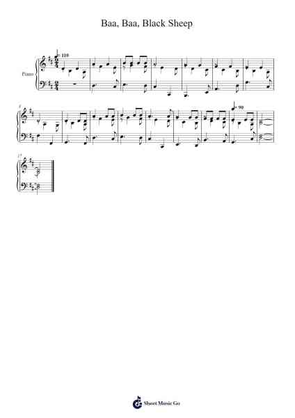 Baa, Baa, Black Sheep 樂譜由 undefined - 編曲 Yalegus