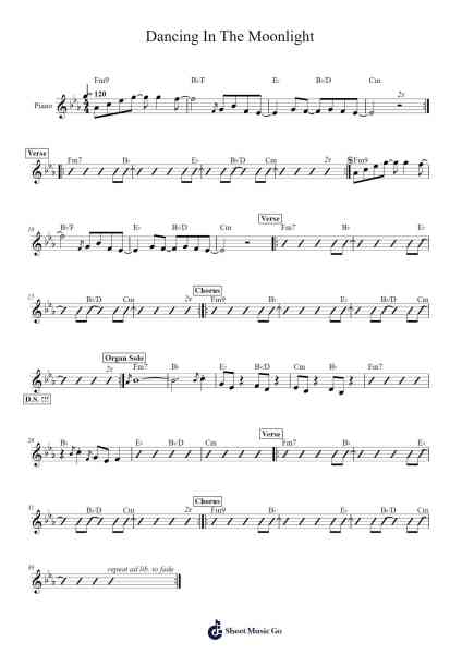 Dancing In The Moonlight Sheet Music by Toploader-Arr.Clairenor Jouvic