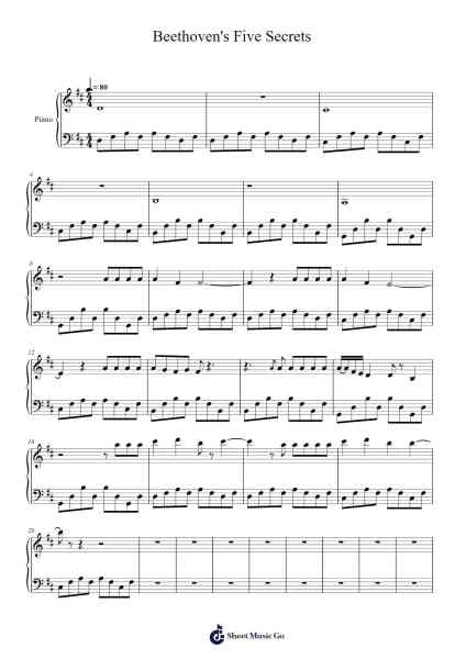 Beethoven's Five Secrets Musica per pianoforte di Ludwig van Beethoven - Arr.Leiflance Bessvian