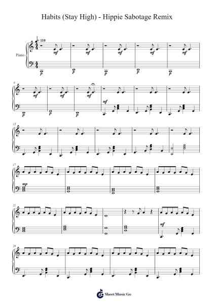 Habits (Stay High) - Hippie Sabotage Remix Sheet Music by undefined-Arr.Harjo