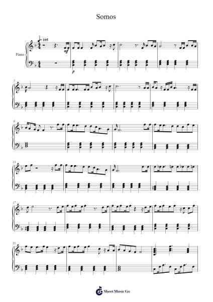 Somos Sheet Music by OT2018-Arr.Sywatt