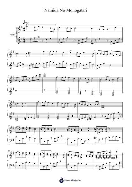 Namida No Monogatari Sheet Music by Huy Phan1-Arr.Louiste