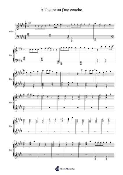 À l'heure ou j'me couche Sheet Music by Skread-Arr.Felnah Puvien