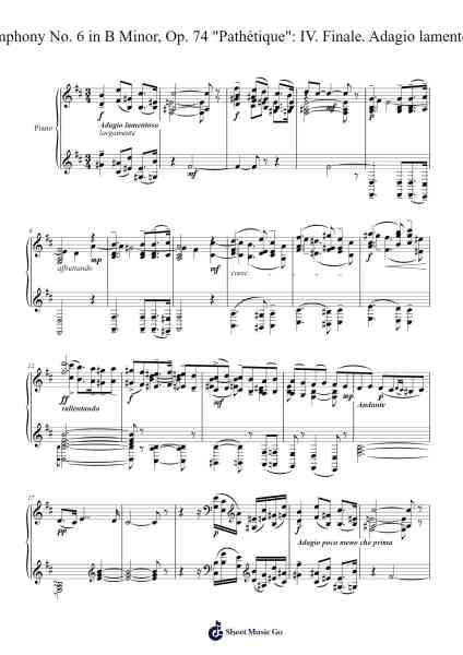 Symphony No. 6 in B Minor, Op. 74 "Pathétique": IV. Finale. Adagio lamentoso Sheet Music by Pyotr Ilyich Tchaikovsky-Arr.Tice Charsweet