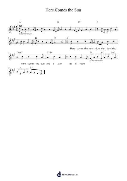 Here Comes the Sun Sheet Music by The Beatles-Arr.Jillcooke Murday