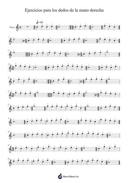 Ejercicios para los dedos de la mano derecha Sheet Music by undefined-Arr.Graycie Scob