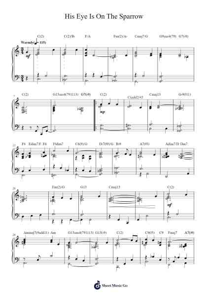 His Eye Is On The Sparrow Sheet Music by Civilla D. Martin/Charles H. Gabriel-Arr.Branbart