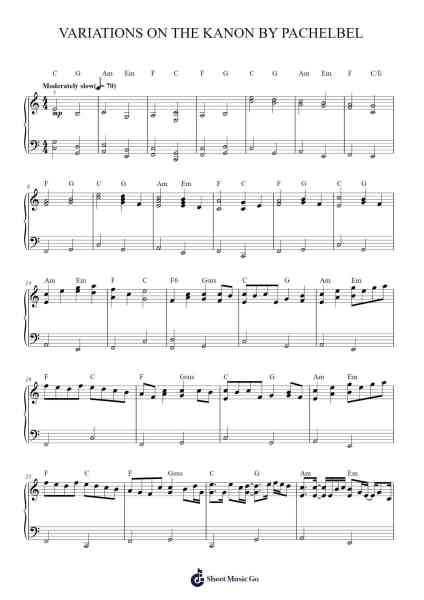 Variations on the Kanon by Pachelbel Sheet Music by Johann Pachelbel/George Winston-Arr.Cookjoe