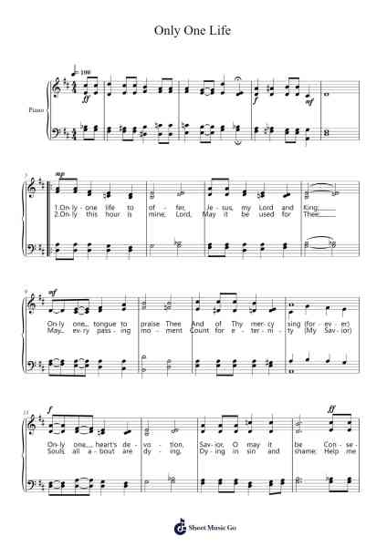 Only One Life Sheet Music by Merrill Dunlop-Arr.Cofvey Fieldmeo