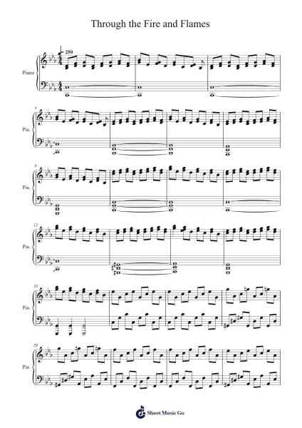 Through the Fire and the Flames Sheet Music by Dragonforce-Arr.Kelles