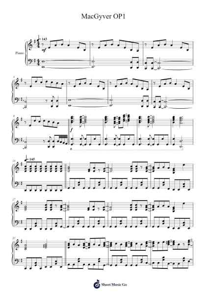 MacGyver OP1 Sheet Music by Randy Edelman-Arr.Rhyspont