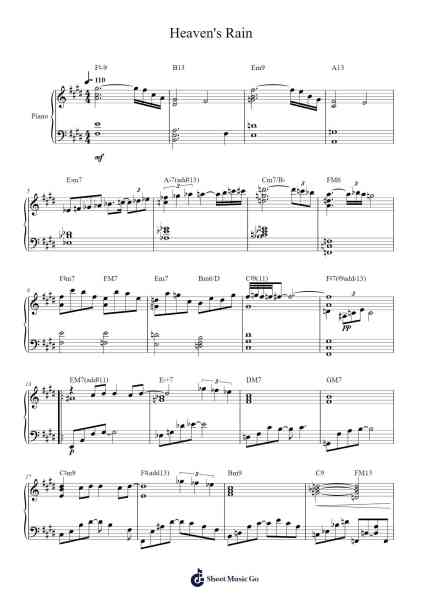 Heaven's Rain Sheet Music by Hideki Tobeta-Arr.Xefunk Huttrick