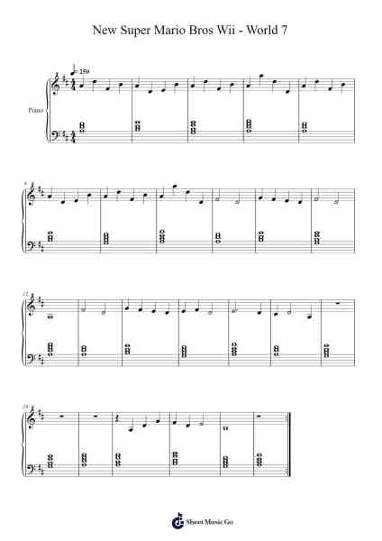 New Super Mario Bros Wii (World 7) Sheet Music by Ethan Azzopardi-Arr.Gemfoe Conchey