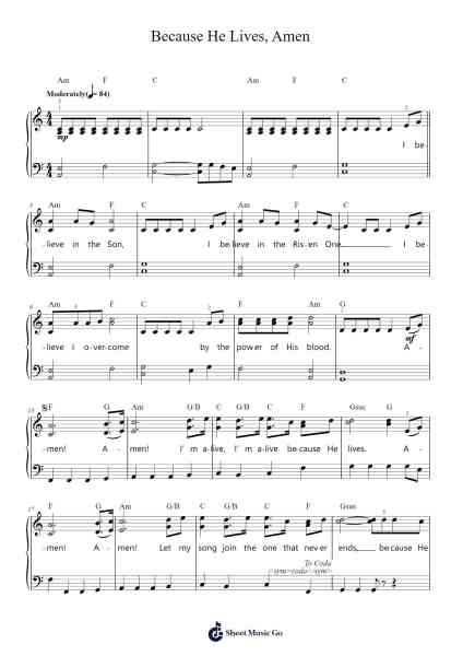 Because He Lives, Amen Sheet Music by Matt Maher-Arr.Hartepeare