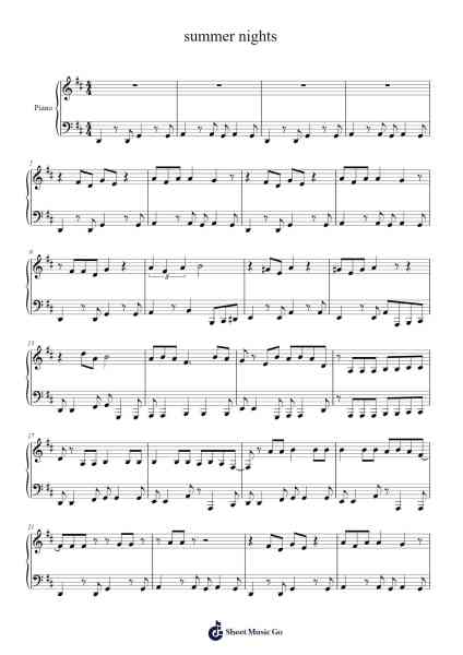 summer nights Sheet Music by undefined-Arr.Humeleen Bachnat