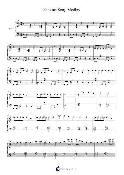 Famous Song Medley Sheet Music by undefined-Arr.Latnon Yonngpold