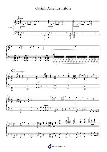 Captain America Tribute 乐谱由 Alan Silvestri/Henry Jackman - 编曲 Humeleen Bachnat