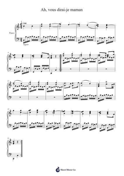Ah, vous dirai-je, maman, K. 265/300e: Variation II Sheet Music by W. A. Mozart-Arr.Blithefrey