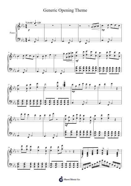 Generic Opening Theme Sheet Music by John Lambert-Arr.Backpert Poexon