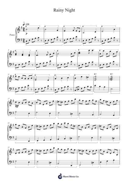 Rainy Night Sheet Music by undefined-Arr.Sweetxe Goldthune