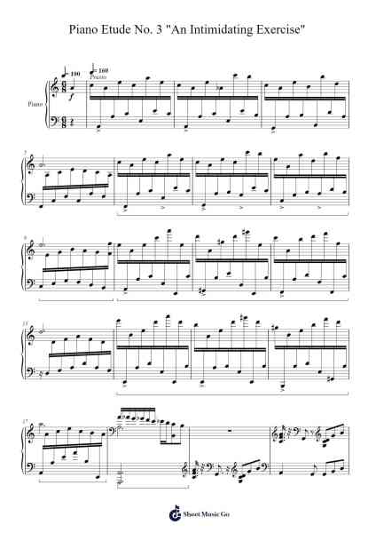 Piano Etude No. 3 "An Intimidating Exercise" (In A minor) Sheet Music by Markthur-Arr.Leomos