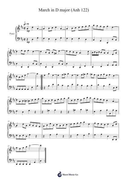 March in D major (Anh 122) Sheet Music by undefined-Arr.Houscar Moulwat
