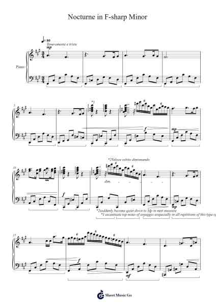 Nocturne in F-sharp Minor Sheet Music by Yaleving Terearl-Arr.Dobing