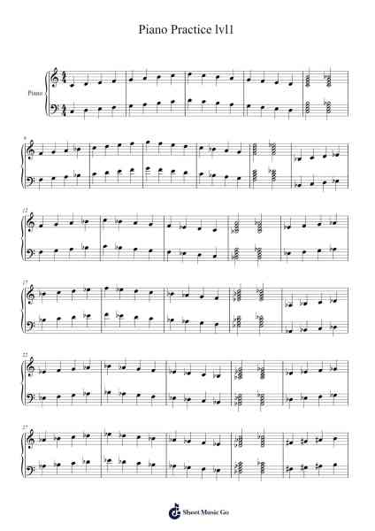 Piano Practice lvl1 (simplified) Sheet Music by Robert Horner-Arr.Temlouie Ramsjo