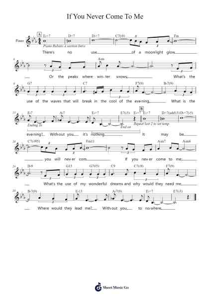 If You Never Come To Me Sheet Music by Antônio Carlos Jobim-Arr.Sret