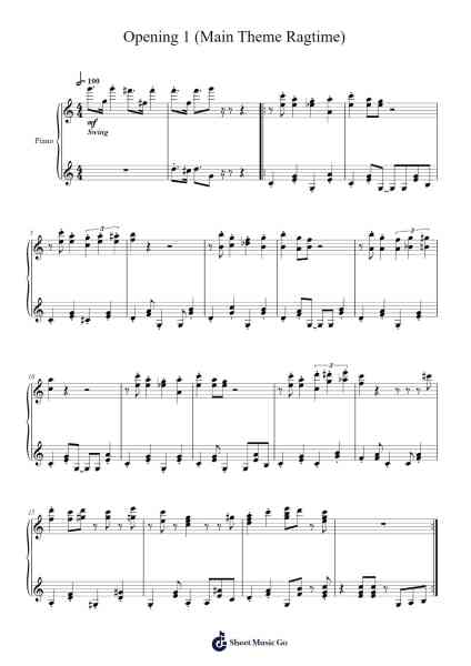Opening 1 (Main Theme Ragtime) Sheet Music by Twainlance-Arr.Copclife Hudvan