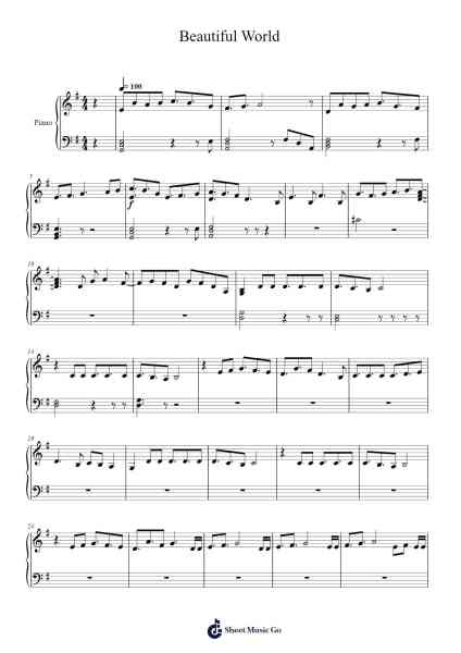 Beautiful World Sheet Music by Katsuhiko Sugiyama-Arr.Earmay