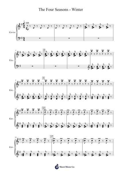 The Four Seasons - Winter in E Minor, RV. 297: L'inverno Sheet Music by Antonio Vivaldi-Arr.Upving