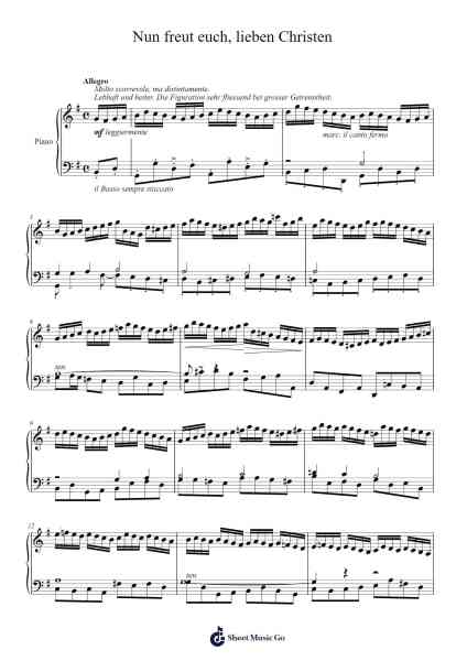 Nun freut euch, lieben Christen, BWV 739 樂譜由 Johann Sebastian Bach - 編曲 Atwright