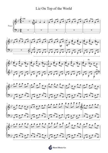 Liz On Top of the World Sheet Music by Dario Marianelli-Arr.Croftlitt