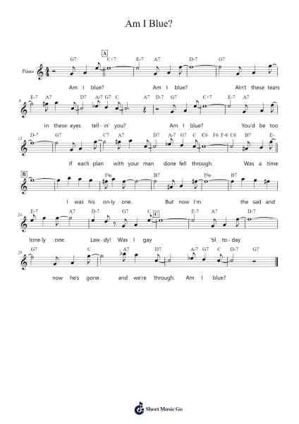 Am I Blue? Sheet Music by Harry Akst-Arr.Carlwilde Yonngcam