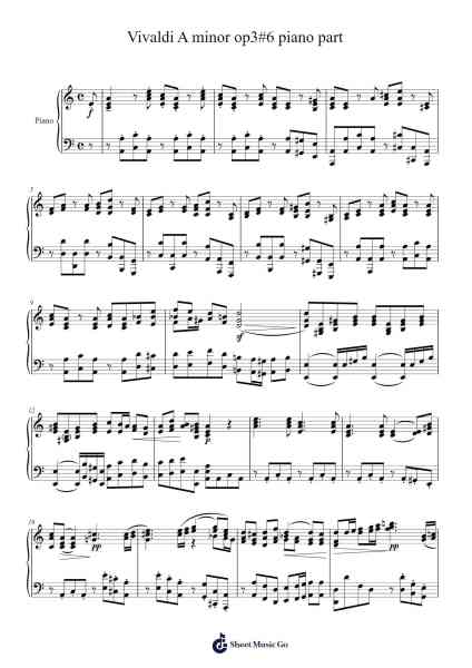 Concerto in A Minor, Op. 3, No. 6, RV. 356 Sheet Music by А.Вивальди-Arr.Gardi Clairero