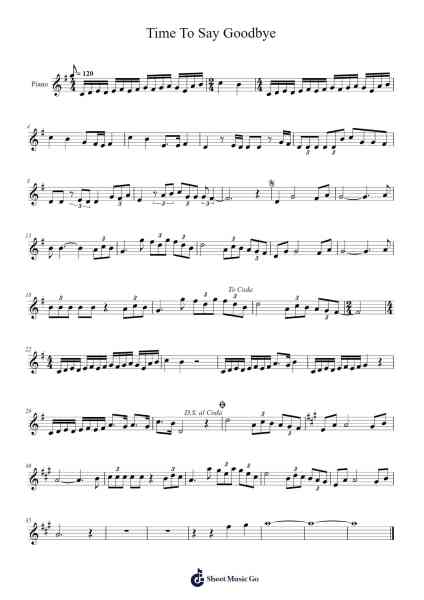 Time To Say Goodbye Sheet Music by Sarah Brightman-Arr.Pullzie Willmiles