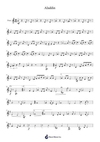 Aladdin Flute Sheet Music by undefined-Arr.Humglas Leathus