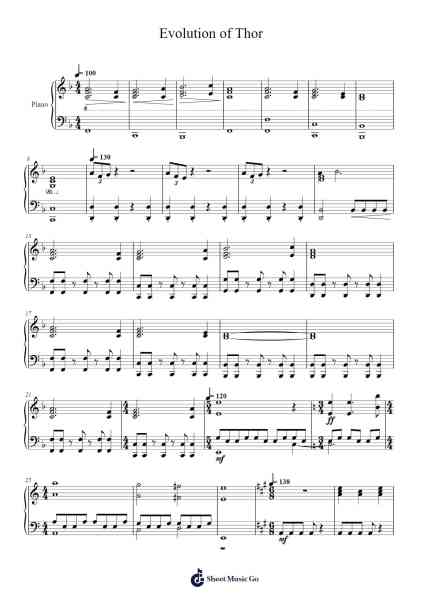 Evolution of Thor Sheet Music by undefined-Arr.Triswolf Roochel
