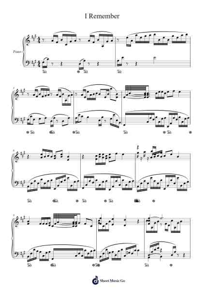 I Remember Sheet Music by 杨坤/郭采洁-Arr.Irvier Springle