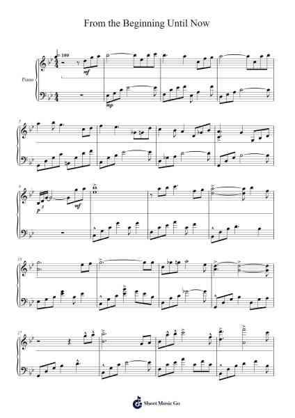 From the Beginning Until Now Sheet Music by Earfer-Arr.Lamshop