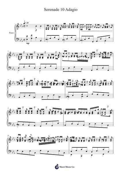 Serenade No. 10 in B-flat major, K. 361 "Gran Partita": III. Adagio Sheet Music by Wolfgang Amadeus Mozart-Arr.Thodoreien