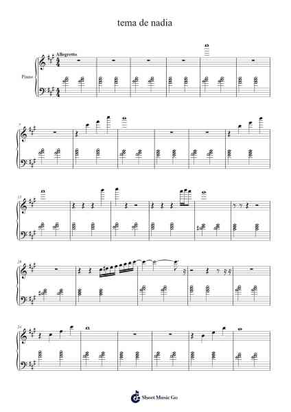 tema de nadia Sheet Music by Ettore Stratta-Arr.Bosther
