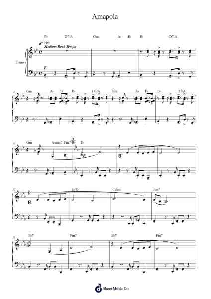 Amapola Sheet Music by J. M. La Calle/S. Gamse/Paul Mauriat-Arr.Tenings