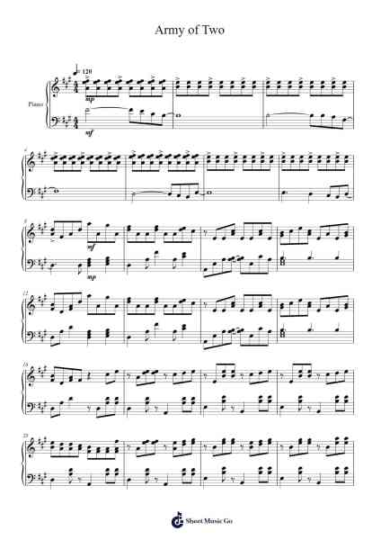 Army of Two Sheet Music by Vo.Nai Br.XX&Celeina Ann-Arr.Vicpe Cumie