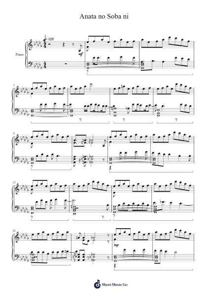 Anata no Soba ni Sheet Music by Riria-Arr.Virwey Bloornid