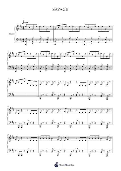 SAVAGE Sheet Music by Beckfey Earlnice-Arr.Blyxine Cojane